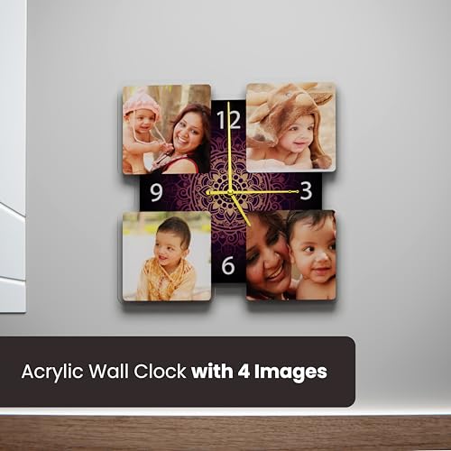 Image of SAVRI Personalized Gifts Acrylic Wall Clock (12x12 Inches) - Custom Photo with Unique Design - Stylish Room Decor, Romantic Gift for Housewarming, Anniversary, Birthday, Husband & Wife