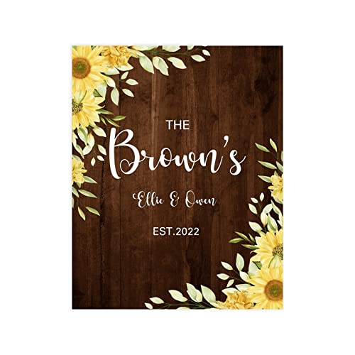Pancarte de bienvenue rustique tournesols personnalisée pour mariage 50x75 cm