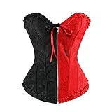 Zhitunemi Overbust Corset Tops For Women: Plus Size Halloween Costume Woman 2025 - Zipper Corset For Masquerade Costume Party XX-Large Black Red