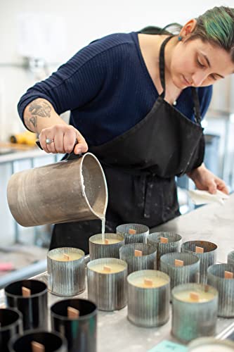 Anchored Northwest - Sea Salt & Orchid Scented Rustic Vintage Candle, 10Oz Corrugated Metal Tin, American Cedar Wood Wick, Hand Poured, Essential Oil Blend 100% Soy Wax, 60 Hour Burn #TOP5