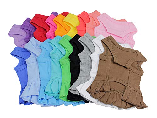 Pet Clothes Small Dog Clothing Blank Color Sport Dress T-Shirts Tee Dresses Tanks Top For Small Size Female Dogs Summer Spring Pet Costumes 100% Cotton (L, Light-Blue) #TOP7