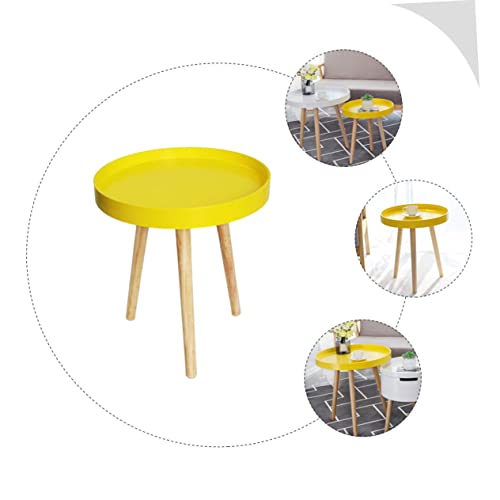 Table d'appoint en bois jaune STOBAZA résistant aux rayures pour salon - 7