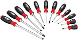 VIGOR Set di cacciaviti V5010/12, 12 pezzi, con calotta ad impatto e attacco quadro, Phillips PH e profilo a taglio, lama esagonale