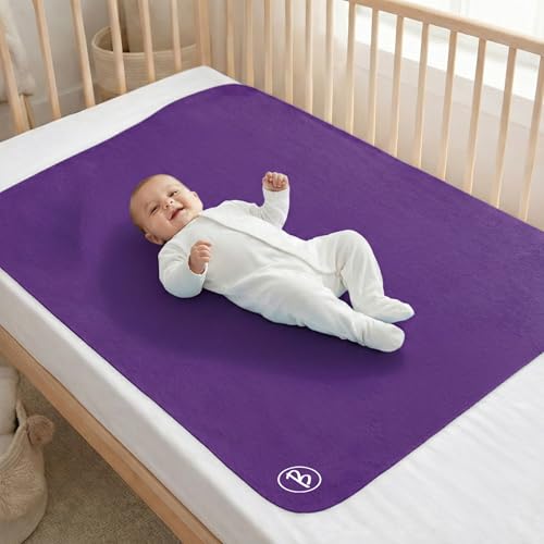 Image of Btag Baby Waterproof, Super Soft Fast Drying Mattress Protector | Extra Absorbent, Anti-Itching Sheet for New Born,Toddler (Size 70x100 cm, Pack of 1, Purple)