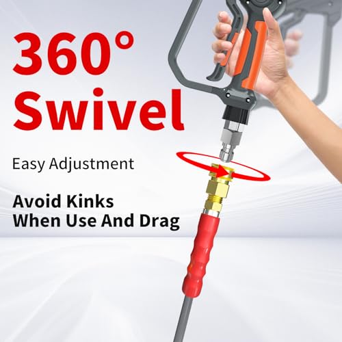 Heliwoo Pressure Washer Hose 100ft 4200PSI with 3/8 Quick Connect, 1/4 Commercial Grade Steel Wire Braided Kink Resistant Power Washer Extension Hose, Flexible Replacement Hose Adapter Set by Heliwoo - Image 5