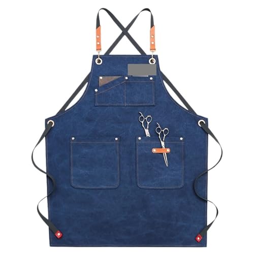 LSNNMU Tablier De Travail Tablier de menuiserie for Homme, 590 g, avec 9 Poches à Outils, idéal for Le Travail du Bois. Tablier en Toile cirée très résistant.(Blue B)