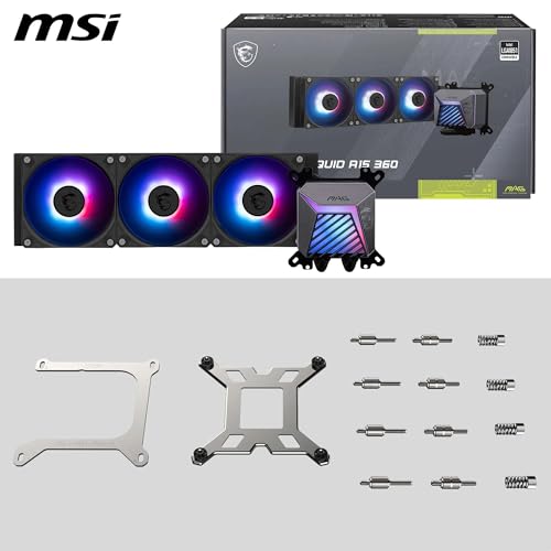 Image of MSI MAG CORELIQUID A15 360 AIO CPU Liquid Cooler - Full-Plane & Screwless Copper Base, Improved Water Channel Design, ARGB GEN2, CycloBlade 9, Split-Flow Radiator, Rifle Bearing Fans