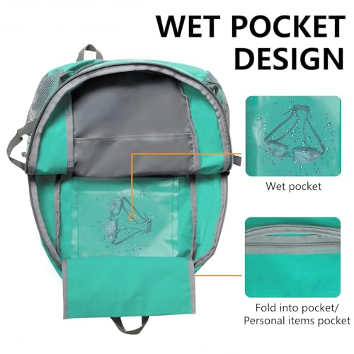 Mochila Deportiva Ligera Plegable 40L Celeste miniatura 2