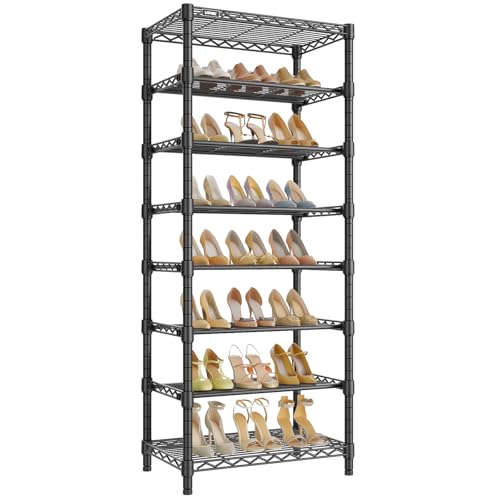 Image of VIPEK S1 Shoe Rack, 8-Tier Metal Durable Shoe Organizer, Heavy Duty Large Capacity Up to 24 Pairs, Adjustable & Detachable Shoe Shelves for Entryway /Bedroom /Closet, Holds Up to 544 lbs, Black