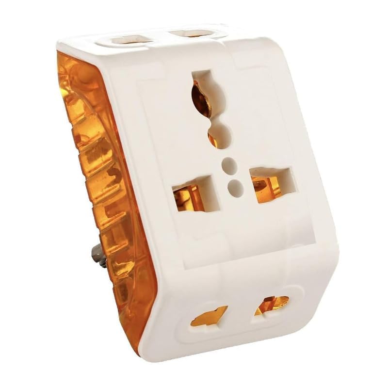 Multi-Pin Conversion Plug, 3-Pin Type D Indian Socket Connector, 6A 240V, White (2)-image-0