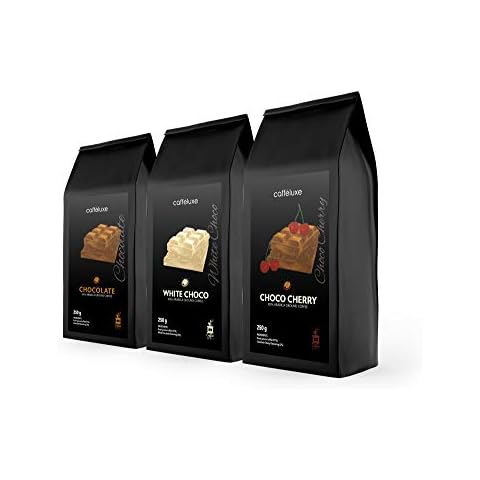 Caffeluxe Flavoured Ground Coffee Mixed Medley - Chocolate, White Choco, Cherry Choco (250g Per Bag) Cover