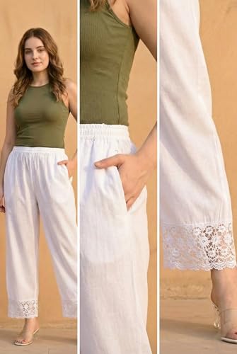Image of Women's Viscose Rayon Solid Regular Fit Trouser Pant Palazzo Bottom Wear