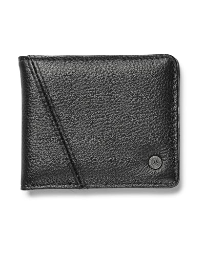 Volcom Carteira masculina Pay-A-Pal de couro, preta, Preto, Dobrável de couro Pay-a-Pal