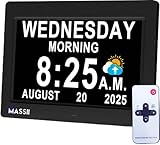 MASSII Digital Clock Voice-Talking Date and Time, 20 Alarms Custom Reminder, Large Numbers, Auto DST, Night Dimmer, Sleep Trainer Calendar Clock for Dementia, with 1.5M Adaptor