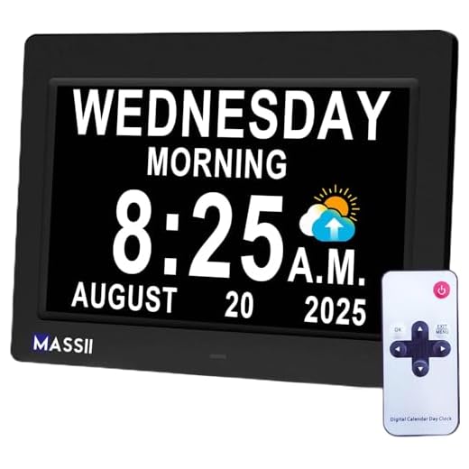 MASSII Dementia Voice-Talking Clock with Date and Time, 20 Alarms Custom Reminder, Sleep Trainer, Large Numbers, Auto DST, Night Dimmer, Calendar Clock for Dementia, with 1.5M Adaptor