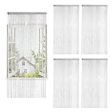 BOYIFEIJIE 4er Set Fadenvorhang Glitzer 100x200cm - Türvorhang & Raumteiler aus Perlen - für Hochzeit, Café & Balkon - Insektenschutz & Deko in Einem (Weiß)
