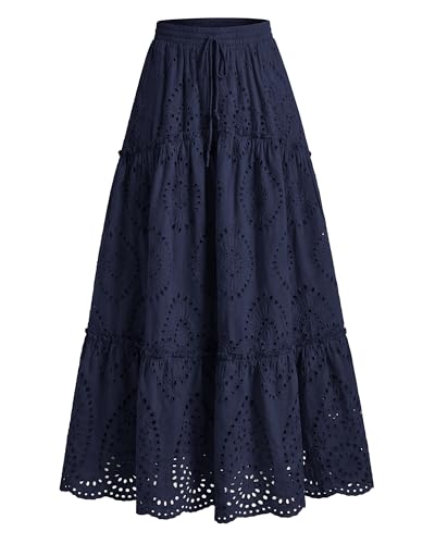 Image of BTFBM Eyelet Long Skirts for Women Beach Vacation