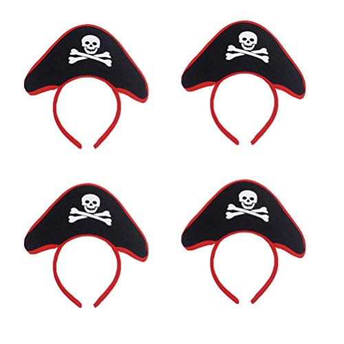 Lurrose 4pcs Halloween Skull Hat Headband Pirate Headpiece Halloween Costume Accessories for Men Kid Child Boy