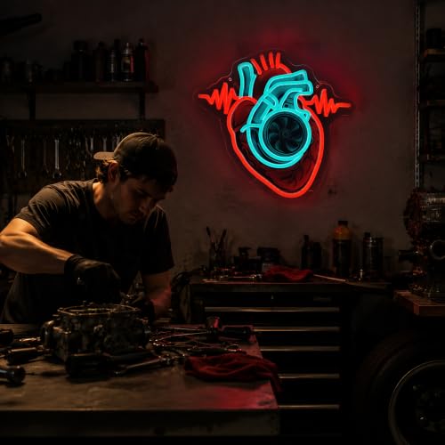 Image of human heart Neon Sign USB Turbo LED Light for Bedroom Garage Party Decor | Brighten your space with a modern Heart Neon Sign, designed to create a warm and stylish atmosphere for bedrooms, garages, gaming rooms and party decor.