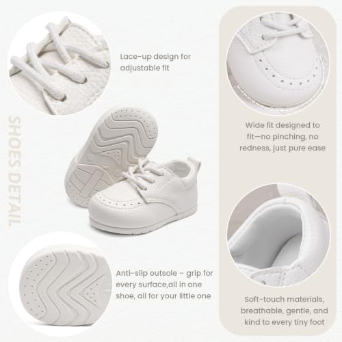 Image of Toddler Baby Girl Boy Classic Oxford Dress Shoes PU Leather Loafers Brogue Non-Slip Rubber Sole Wedding Party First Walking Shoes