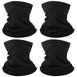 AZORINA 4 Pack Neck Gaiter Face Mask Scarf Masks Bandanas Breathable Outdoor Headwear Balaclavas Cover for Men Women Black