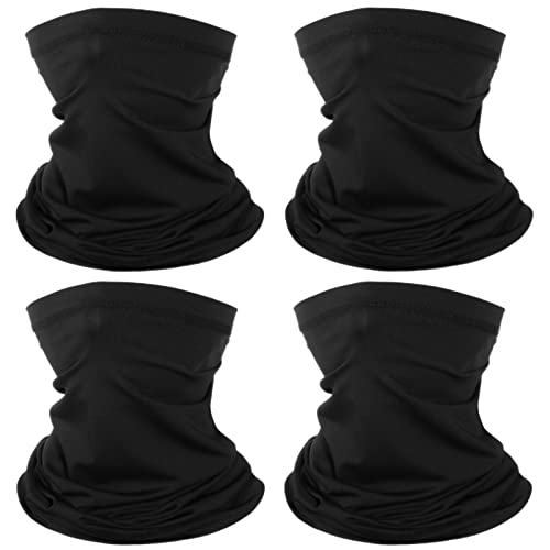 Azorina 4 Pack Neck Gaiter Face Mask Scarf Masks Bandanas Breathable Outdoor Headwear Balaclavas Cover For Men Women Black cover
