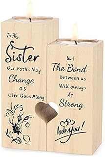 Heart-shaped Candlestick-Candle Valentines-Decoration Birthday-Wooden Candle - To My Sister, Sisters Candle Holder Gift,Personalized Candle Gifts for Women,sister birthday gifts from sister