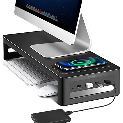 Vaydeer Soporte Monitor de Carga inalámbrica con concentrador USB 3.0 /...