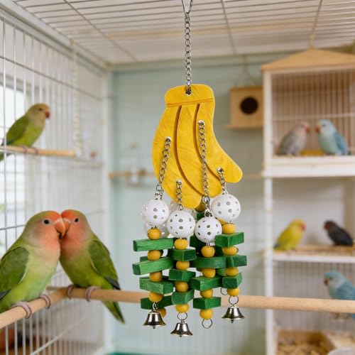 Jeu interactif en banane pour oiseaux et conures en bois pour cage - 3