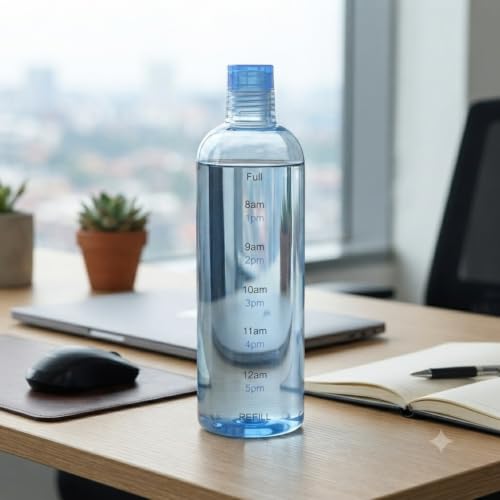 Image of Borosilicate Glass Water Bottles with Cap, Transparent Water Bottle 1000ML Glass Motivational Bottle with Time Marker Cute Glass Milk Juice Drinking Bottles for Women - Blue