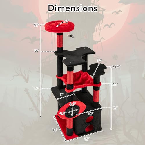 PETSITE Árbol Gótico para Gatos 52 pulg Negro miniatura 3