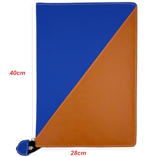 Image of Professional PU Leather Multipurpose B4 Size Document Holder 20 Leafs Zipper File Folder Organizer for Certificates, Marksheets, Degrees, Interview Portfolio, Important Documents (Brown-Blue)