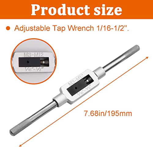 Image of 8pcs Metric Thread Machine Taps Set Metric Tap Set Tap Wrench Set Screw Thread Plug Taps M3 M4 M5 M6 M8 M10 M12 with 1 /16-1 /2'' Adjustable Tap Wrench O-033