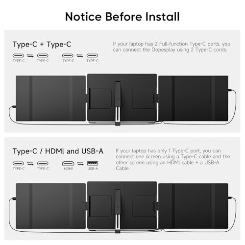 Image of Dopesplay Laptop Screen Extender, 14 inch Triple Portable Monitor for Laptop, FHD 1200P IPS Screen Extender Monitors for 14 inch-17.3 inch Carry a USB flash drive,Plug & Play Compatible with Windows, Mac, Android