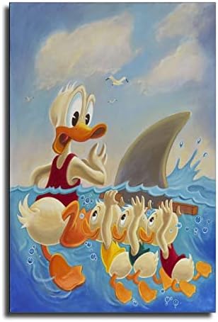 KJS Donald-Duck Swimming Fright Poster Decorative Painting Canvas Wall Art Living Room Posters Bedroom Painting 16x24inch(40x60cm)