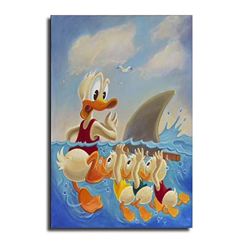 Kjs Donald-Duck Swimming Fright Poster Decorative Painting Canvas Wall Art Living Room Posters Bedroom Painting 16X24Inch(40X60Cm) #TOP16
