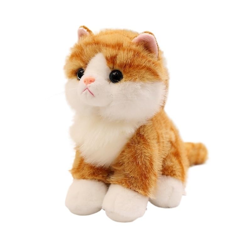 Peluche Chaton Assis de couleur crème et gingembre pour décoration