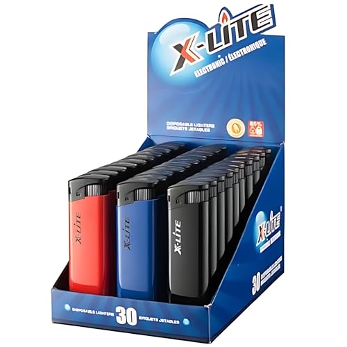 Xlite X-Lite Lighters - Pack of 30 - Multi Purpose Disposable Lighter,Classic Pocket Lighters,Pre-Filled Butane - Assorted colors(colors may vary)