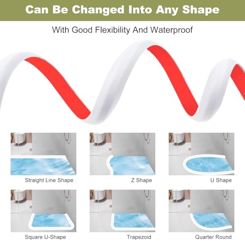 Striscia autoadesiva per doccia in silicone, guarnizione per ambienti umidi, per piatto doccia walk-in, protezione del pavimento senza cornice, bianca, striscia impermeabile da 100 cm