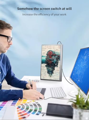 Image of cjc 18.5 inch FHD Portable Touch Screen Monitor with Kickstand - USB C HDMI External Travel Display for Laptop, Phone, Gaming Console, Second Screen (18.5 inch 120Hz)