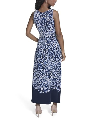 Image of Tommy Hilfiger Women's Sleeveless Surplice Neck Jersey A-Line Midi Dress
