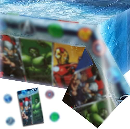 BWW 1 Pack Superhero Themed Birthday Party Decorations –Superhero Tablecloth 52 x48in Superhero Table Cover Party Supplies for Boys Kids