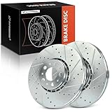 A-Premium 12.91 inch (328mm) Front Drilled and Slotted Disc Brake Rotors Compatible with Select Volvo Models - XC90 2003-2014, 2-PC Set
