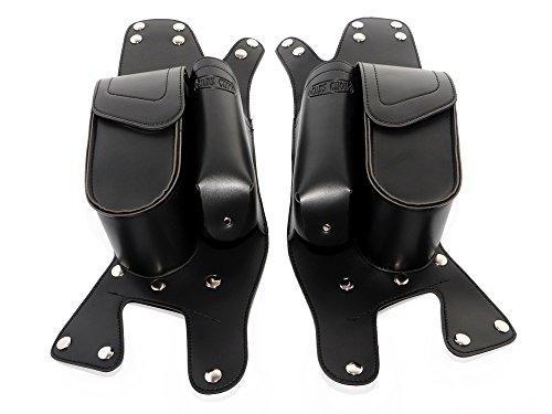 Senkauto Left Right Side Saddlebag Guard Bag with Water Drink Bottle Holder for 1983-2017 Harley Electra Street Tri Glide Touring Bikes