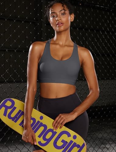 Image of RUNNING GIRL Sports Bras for Women,Padded Strappy Sports Bras Criss-Cross Back Medium Support Sports Bras with Removable Cups