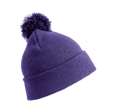 Image of Result Winter Essentials Pom Pom Beanie, Purple, O/S. RC028X