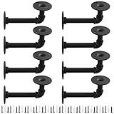 CHIHEUNG 8 staffe per scaffalature a tubo, 14 x 8 cm, tubo nero, galleggianti, industriali, con viti, per la casa, decorazione fai da te, CD, cornici fotografiche