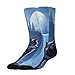 UTRSIFB Girl's Leisure Sports Socks, All Season Stockings, Soft Fashion Breathable Dress Decor Boots Socks Full Moon Wolf