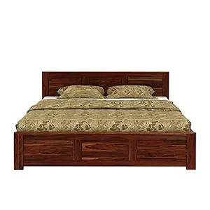 Pratihaar Diamond Solid Sheesham Wood King Size Bed with Storage for Bedroom Living Room Wooden Double Bed Furniture for Home Hotel - (Maple Finish)