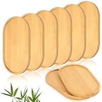 Holztablett, 8 Stück Kleines Tablett Bambus Tablett, Ellipse Bambustablett Holztabletts Klein Servierbrett Untersetzer für Untersetzer Tee Kaffee Kuchen